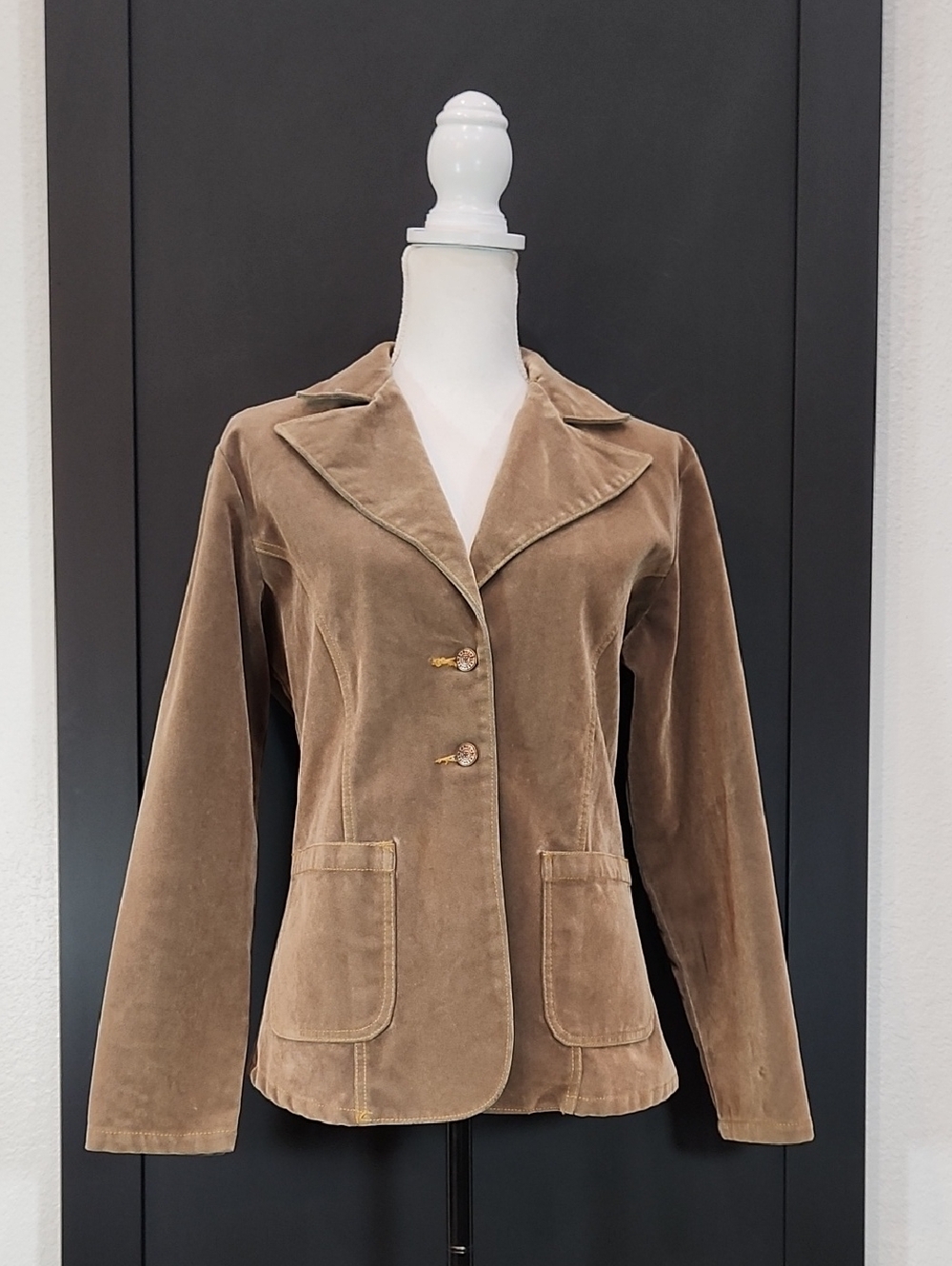 Vintage Y2K Bill Blass Velvet Blazer Lined W/ Denim Size PM